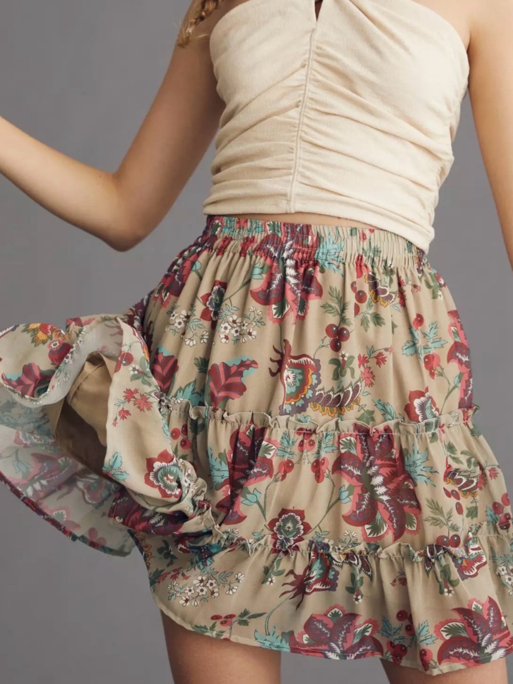 Anthropologie Let Me Be Chiffon Floral Mini Skirt XS NWT